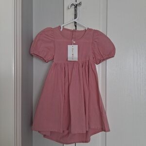 Adorable Light Pink Puff Sleeve Kids Dress